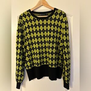 NWT New York & Company Argyle Sweater - Black and Green XXL